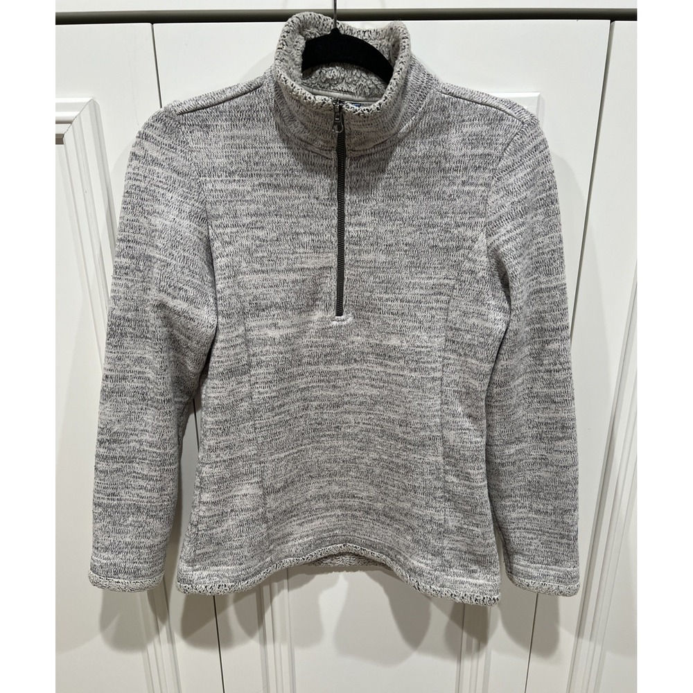 Kuhl Alaska Fleece Lined 1/4 Zip Pullover Heather Gray Cream Sweater Outdoor
